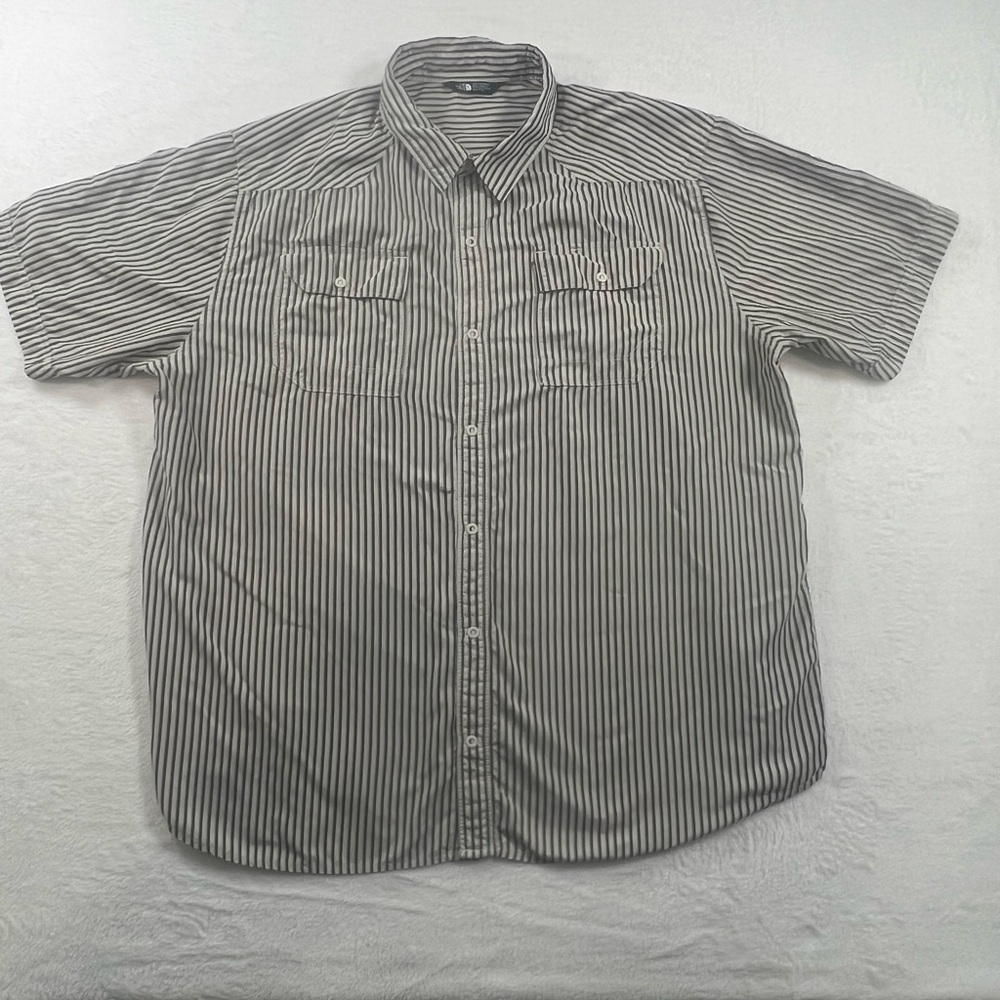Men's North Face Striped Black and White Button Down Shirt size XXL